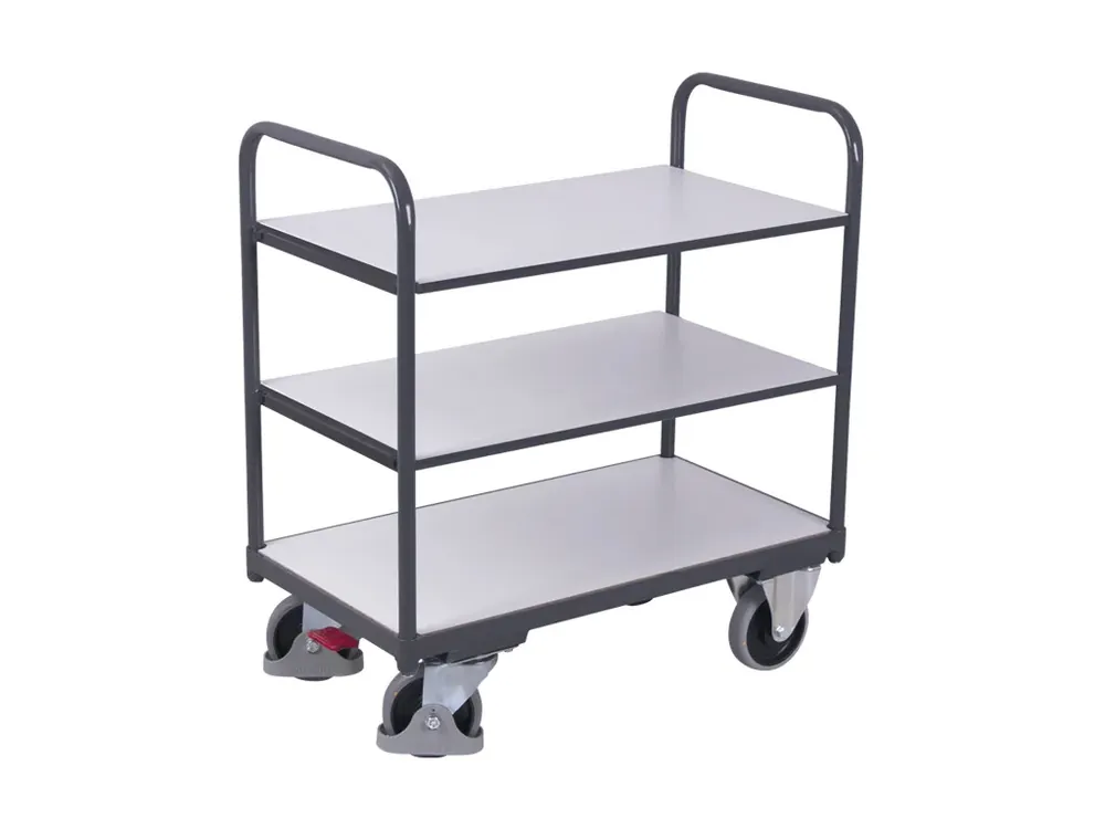 Policový vozík, ESD, 3 police (99 x 68 cm), Variofit, do 250 kg, modrá/antracit - Rychlá expedice