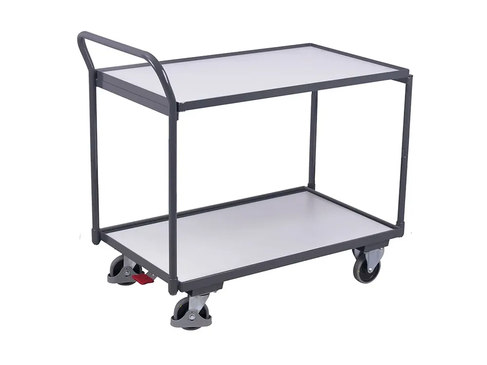 Antistatický policový vozík s madlem, 3 police (98 x 60 cm), Variofit, do 250 kg | Zlevněno