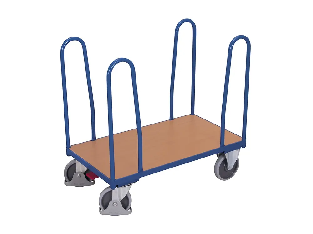 Speciální nabídka - Plošinový vozík se čtyřmi rohovými podpěrami, Variofit, ložná plocha 106 x 64 cm, do 500 kg, modrá/antracit
