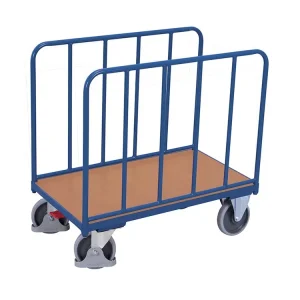 Plošinový vozík se dvěma trubkovými stěnami, Variofit, ložná plocha 106 x 54 cm, do 400 kg, modrá/antracit - Vysoká kvalita