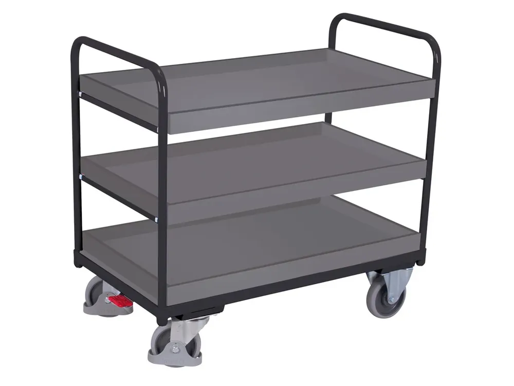 Nenechte si ujít nabídku - Policový vozík, Variofit, 3 police s ohraněním (81 x 45 cm), do 250 kg, modrá/antracit
