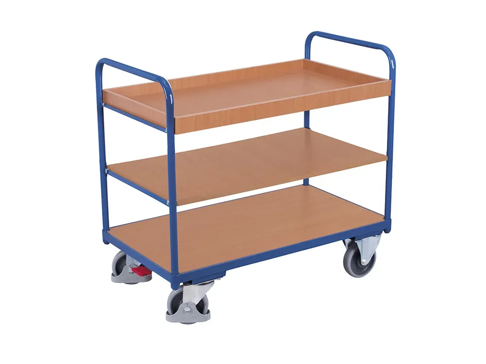Policový vozík, Variofit, 3 police s ohraněním (99 x 68 cm), do 250 kg, modrá/antracit - Velmi oblíbený produkt