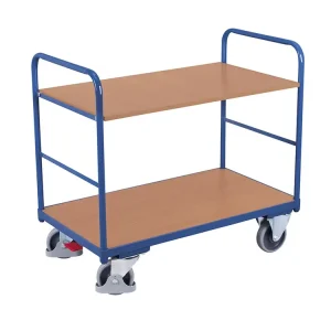 Kvalitní produkt - Nízký policový vozík, Variofit, 2 police (84 x 48 cm), do 250 kg, modrá/antracit