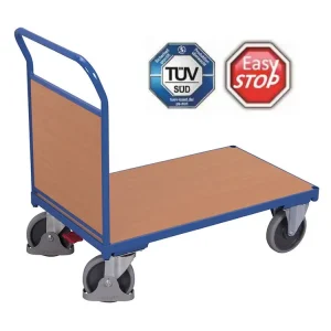 Plošinový vozík s madlem, plná výplň, Variofit, ložná plocha 103 x 70 cm, do 500 kg, modrá/antracit - Cenová bomba