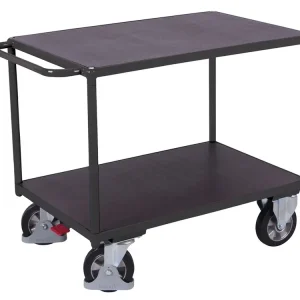 Policový vozík s madlem, Variofit, 2 police (99 x 70 cm), do 1 000 kg, modrá/antracit - Rychlá doprava