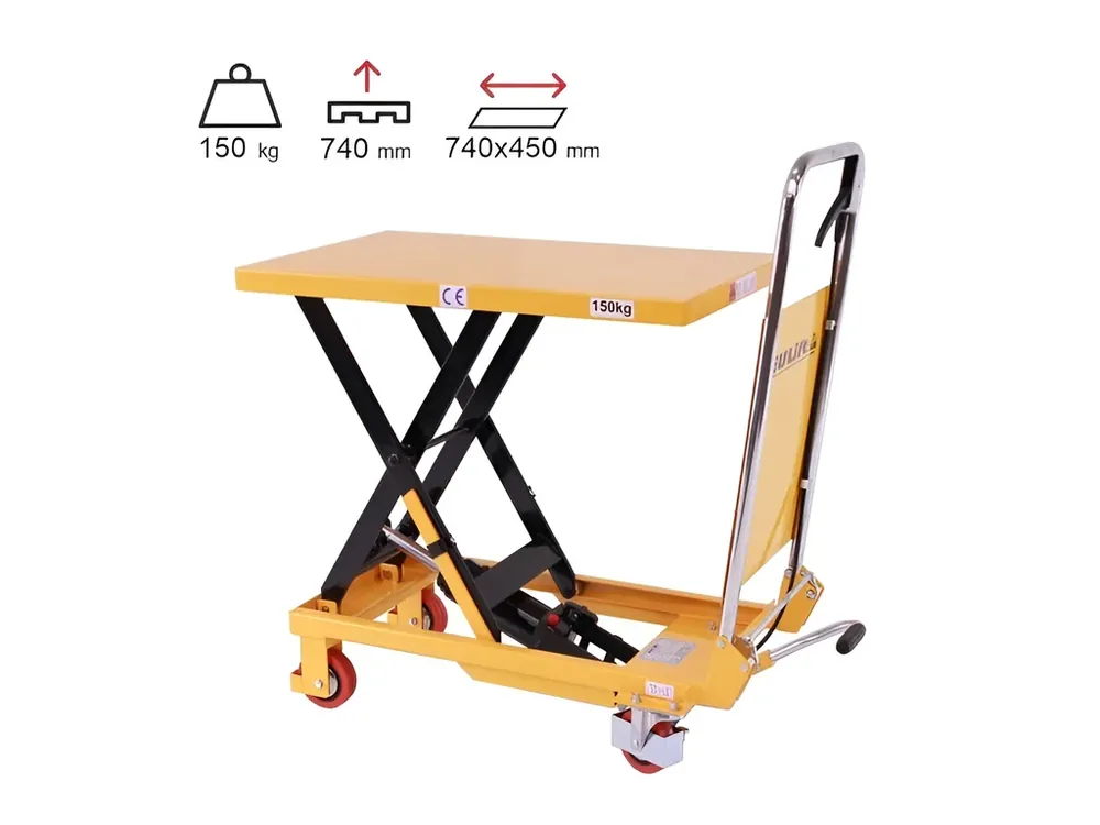 Přidat do košíku | Mobilní hydraulický zvedací stůl, do 150 kg, deska 74 x 45 cm